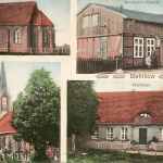 Bielikowo, ko&sacute;ci&oacute;&lstrok; starolutera&nacute;ski, sklep Raascha, ko&sacute;ci&oacute;&lstrok; ewangelicki, plebania, karta pocztowa 1912