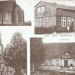 Bielikowo, ko&sacute;ci&oacute;&lstrok; starolutera&nacute;ski, sklep Raascha, ko&sacute;ci&oacute;&lstrok; ewangelicki, plebania, karta pocztowa wersja czarno-bia&lstrok;a